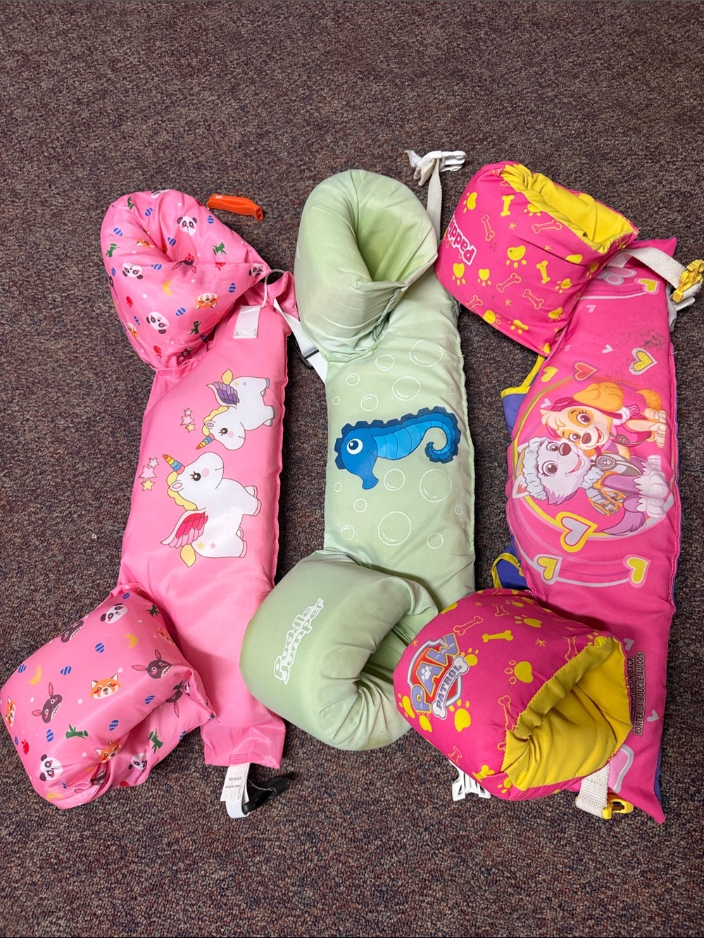 Kids Inflatable Swim Arm Bands and Float Belt Set - Pink & Green